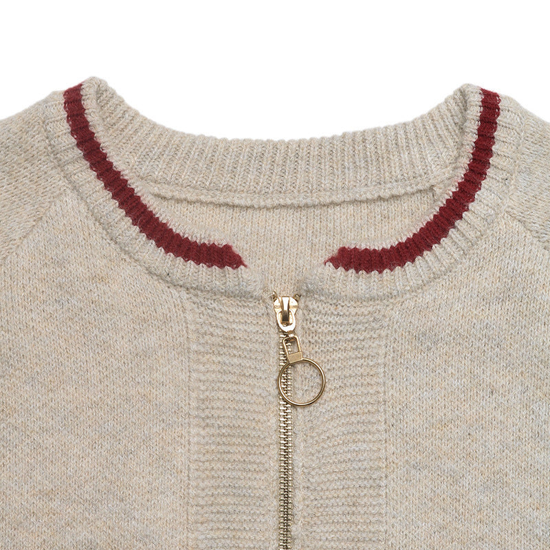 Contrast Trim Knit Cardigan Sweater