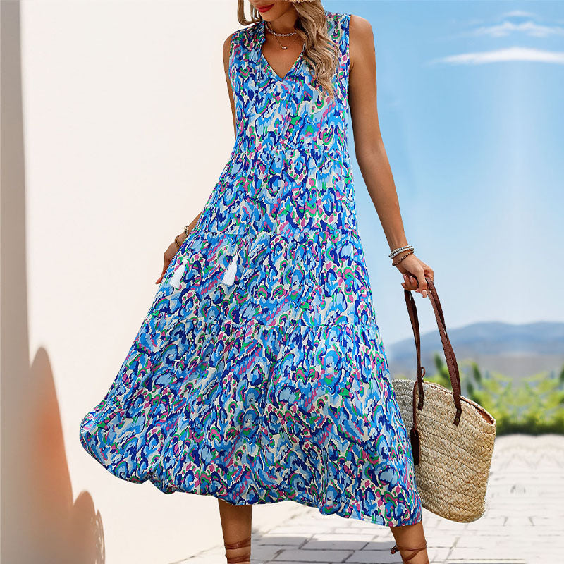 Abstract Print Midi Vacation Dress