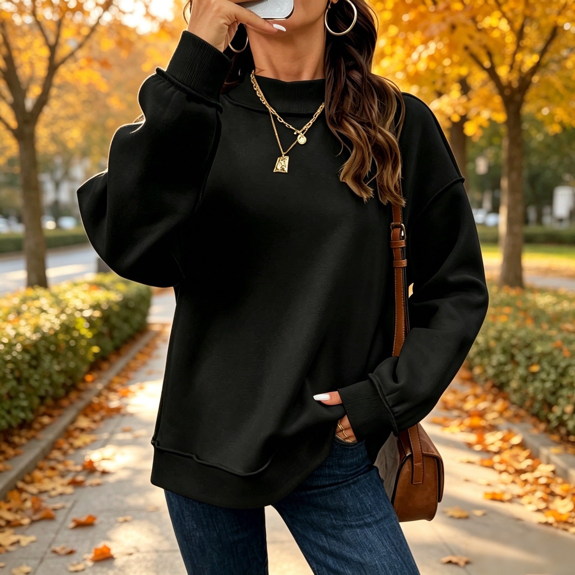 Women’s Mock Neck Sweatshirt – Oversized Long Sleeve Pullover Tops for Women