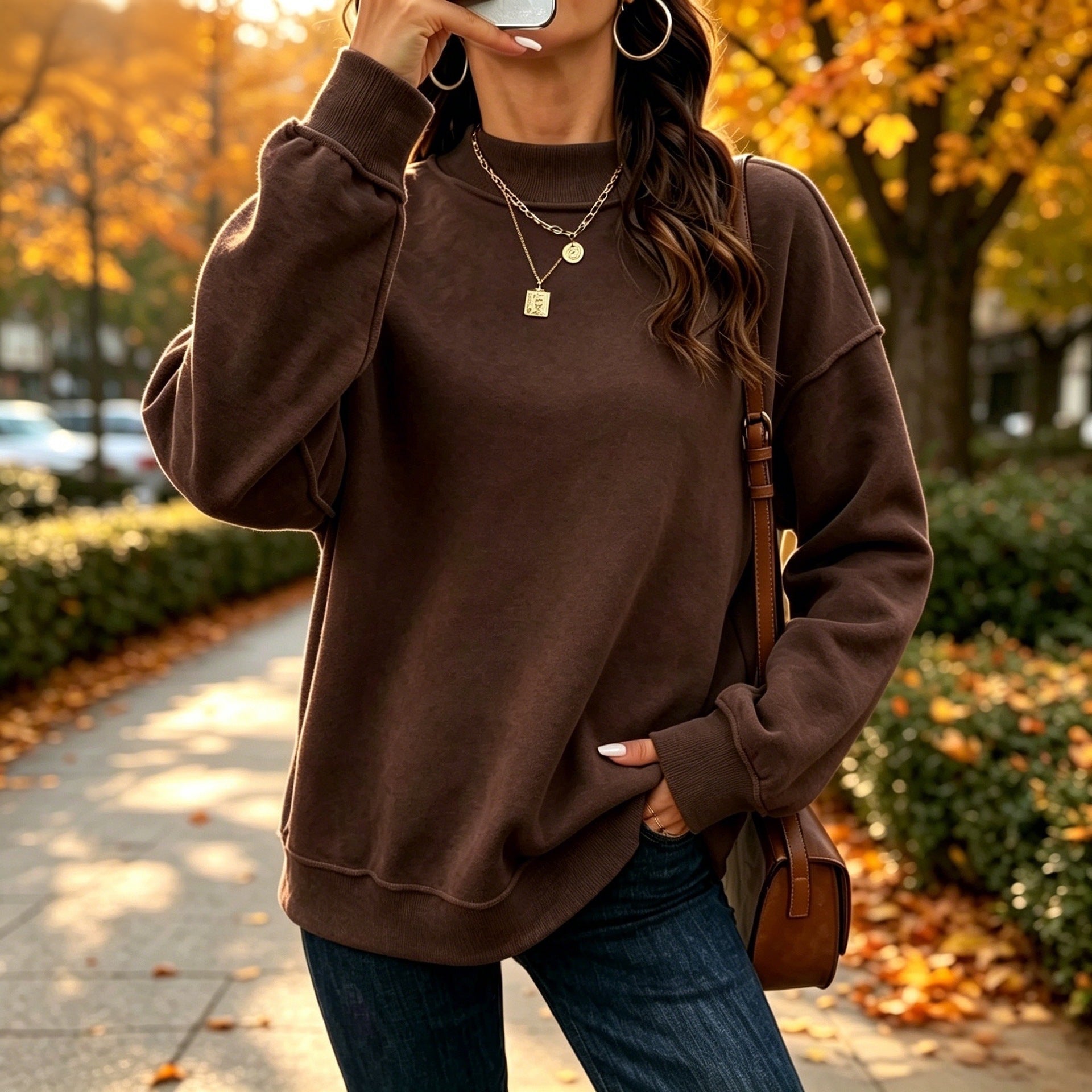 Women’s Mock Neck Sweatshirt – Oversized Long Sleeve Pullover Tops for Women