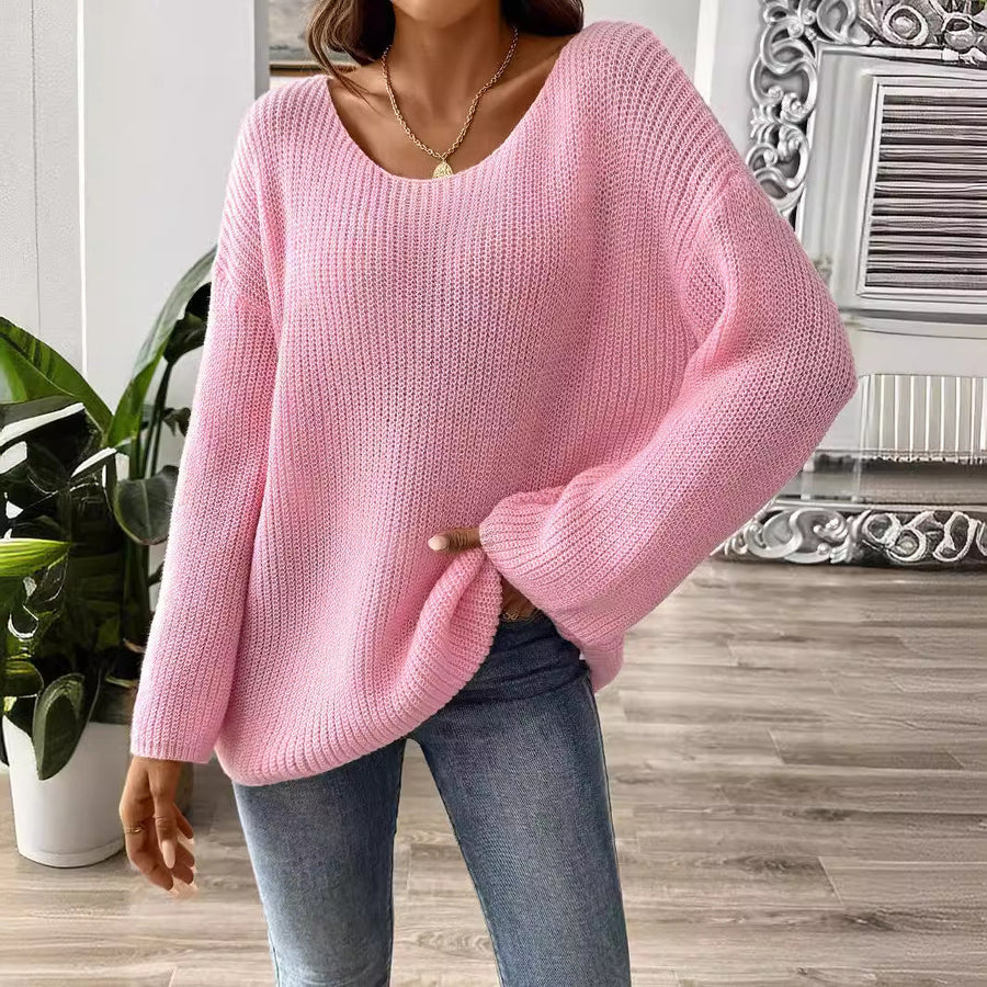 Loose Off-Shoulder Pullover Sweater for Women
