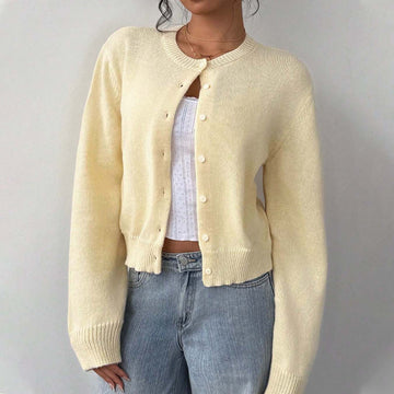 Long-Sleeved Soft Cardigan Sweater for Women