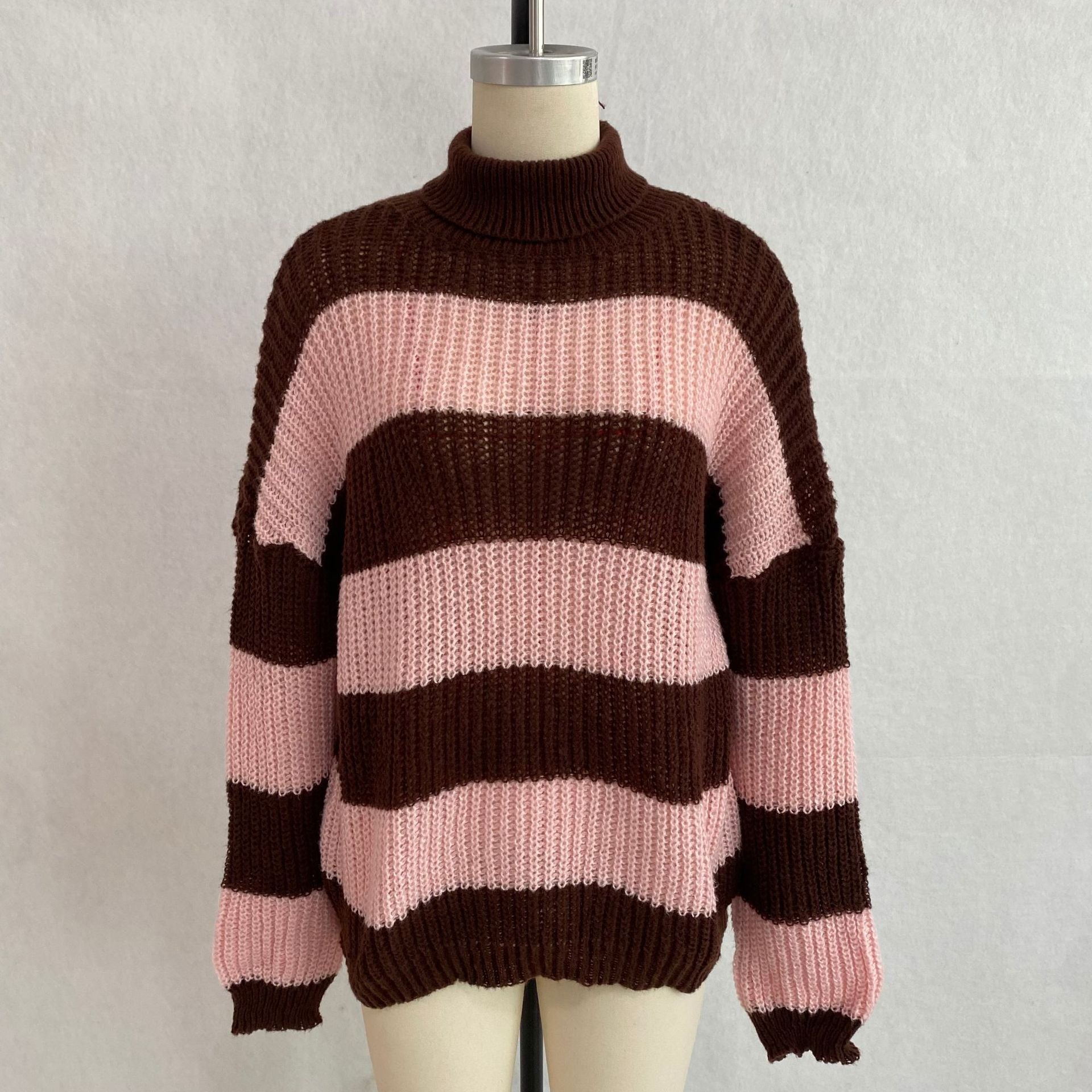 Boutique Oversized Wide Stripe Knit Sweater