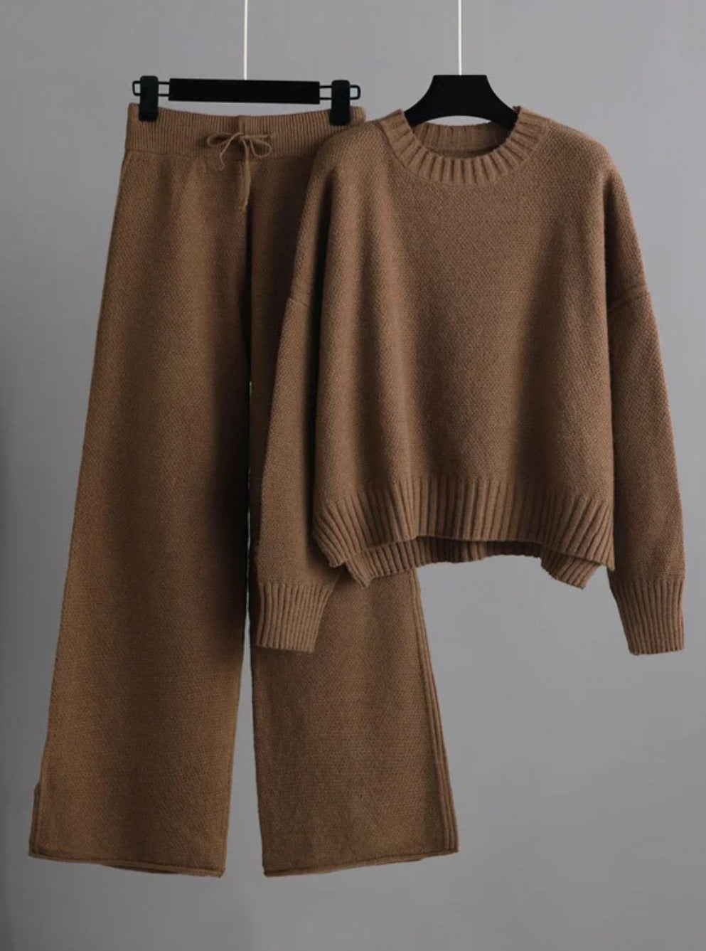 Knit Sweater & Wide Leg Pants Two-Piece Set