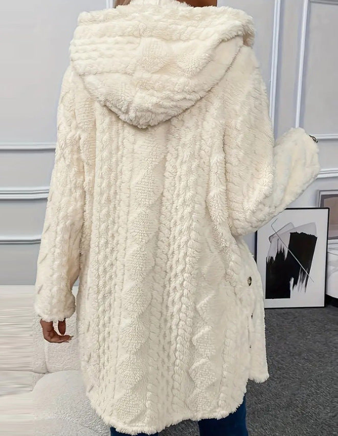 Elegant Textured Button Front Longline Jacket