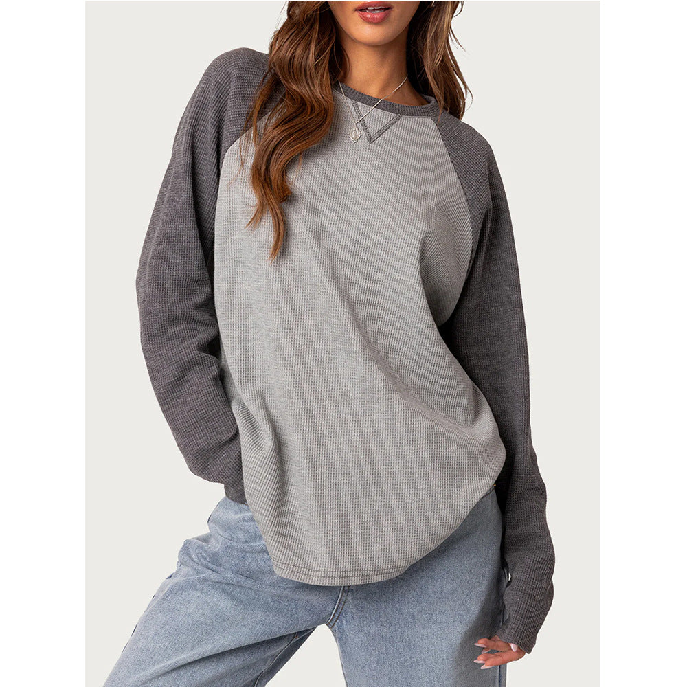 Minimalist Color Block Raglan Tunic Top