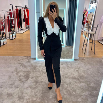 Black and White Contrast Maxi Dress