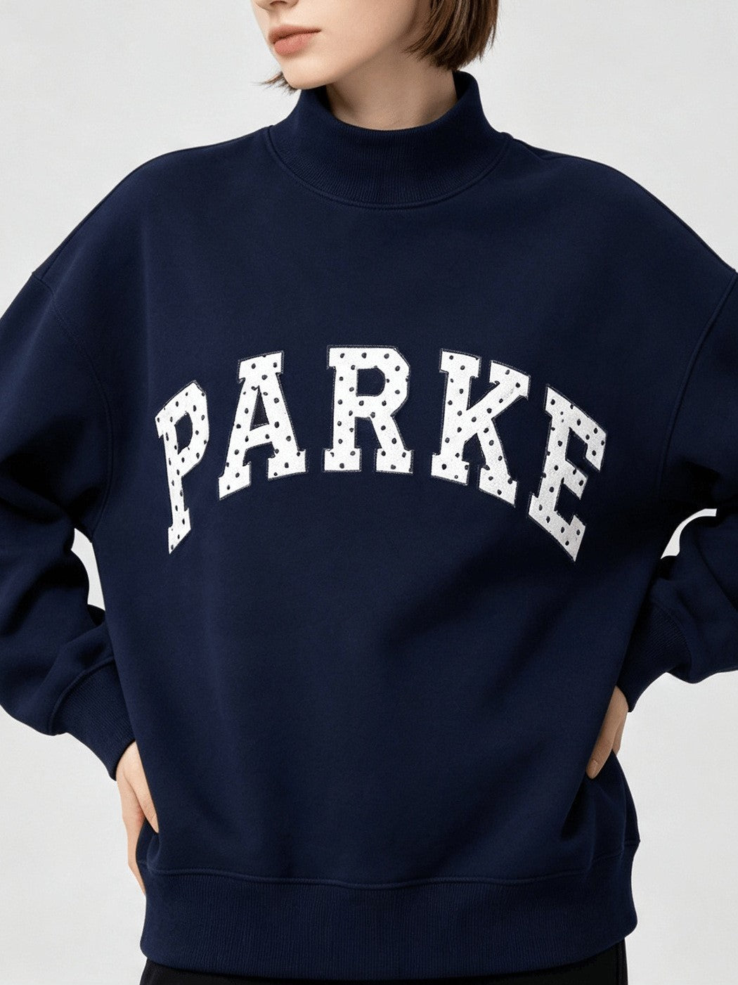 Boutique Letter Mock Neck Relaxed Casual Sweatshirt
