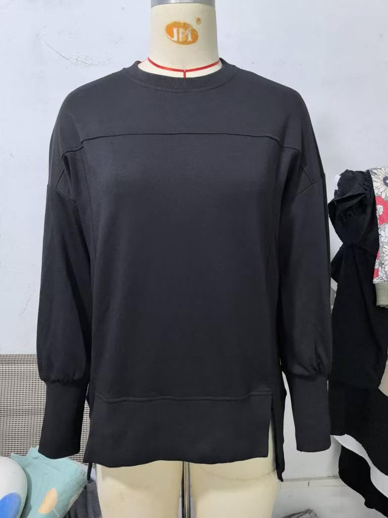 Women's Relaxed Fit Crewneck Pullover, Long Sleeve Drop Shoulder Top