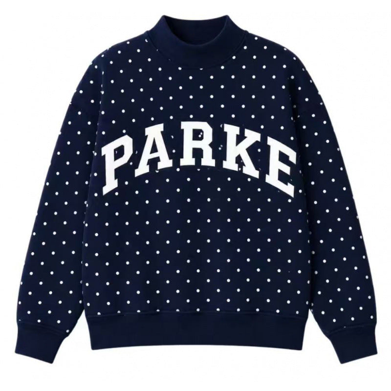 Boutique Letter Mock Neck Relaxed Casual Sweatshirt