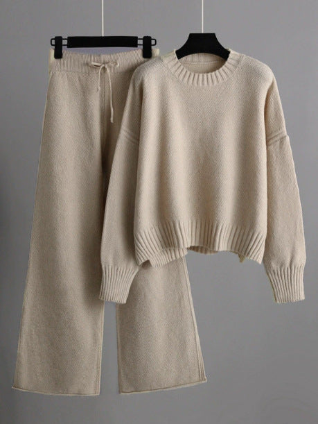 Knit Sweater & Wide Leg Pants Two-Piece Set