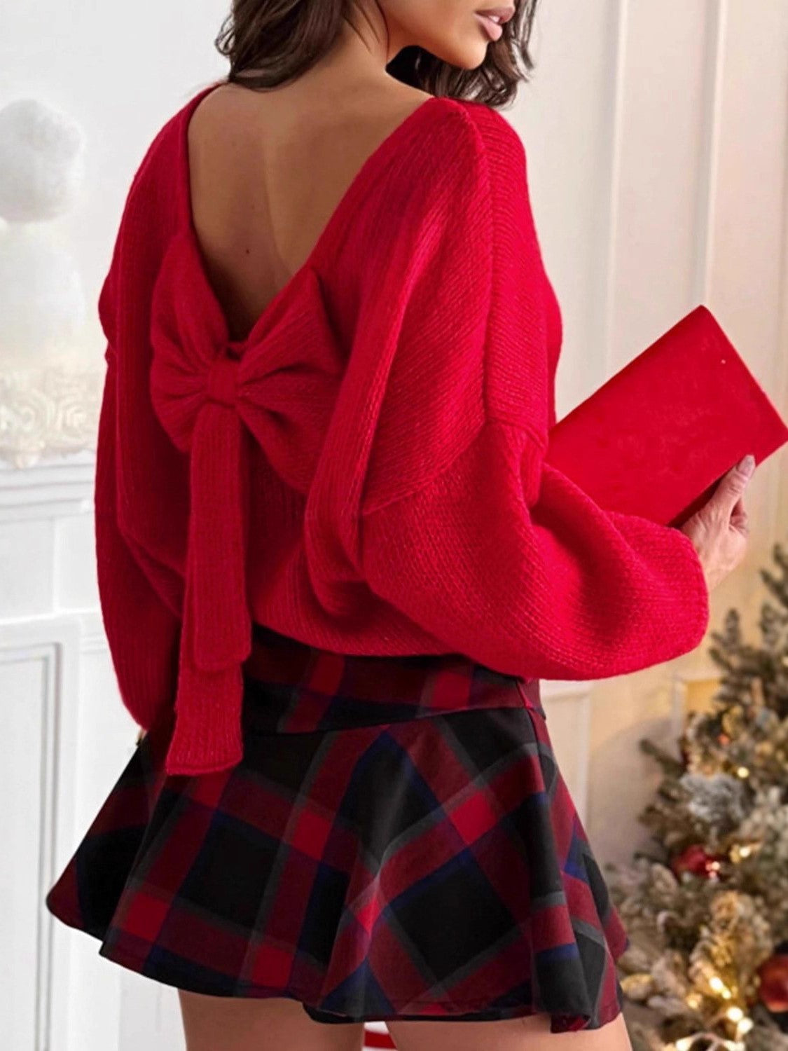 Boutique Twist Back V Neck Occasion Sweater