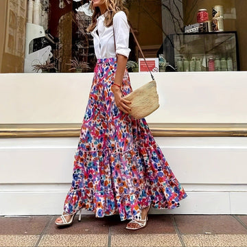 Bohemian Printed Casual Vacation Long Skirt