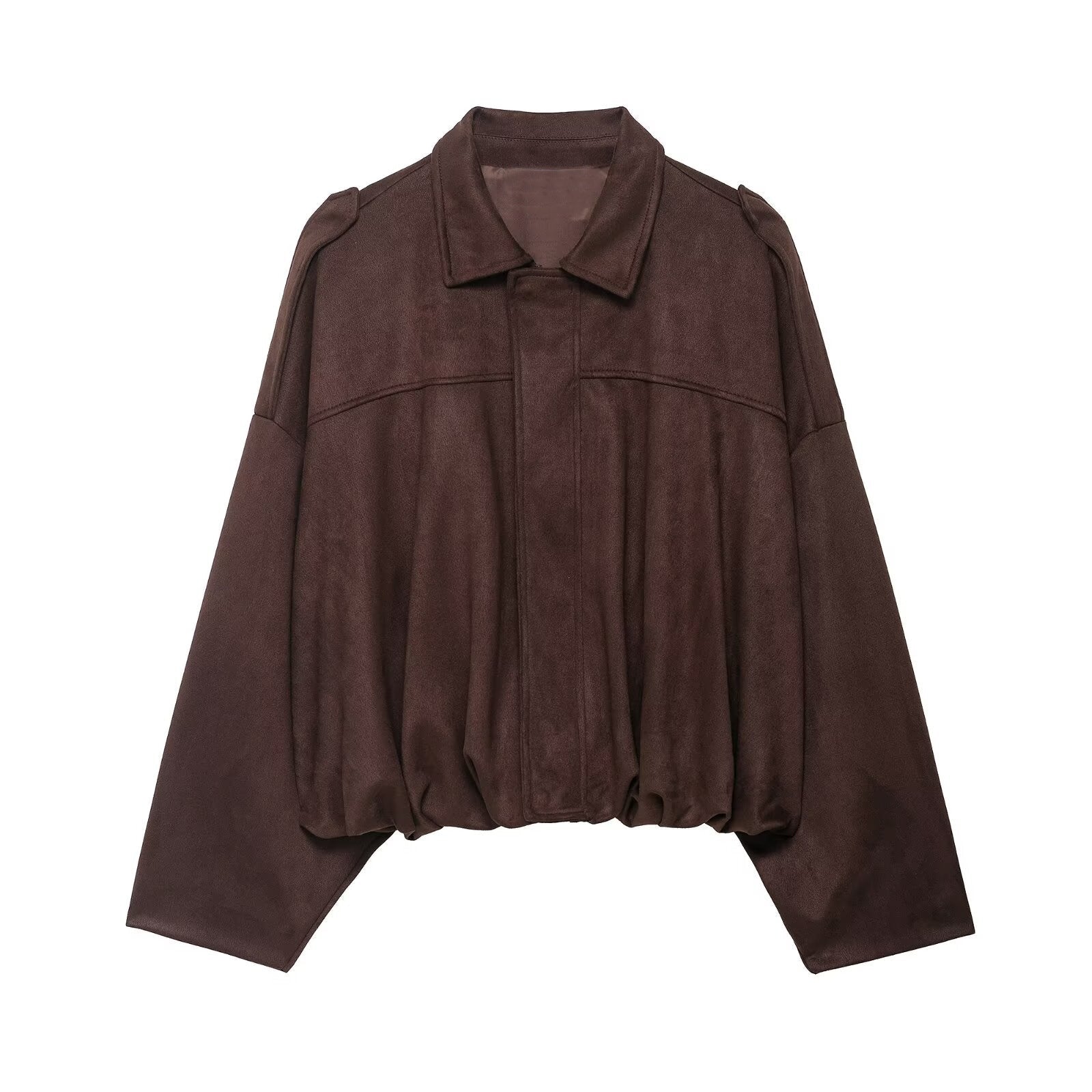 Minimalist Oversized Collared Zip Front Jacket