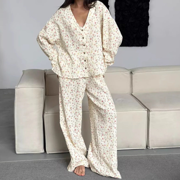 Boutique Floral Cotton Ruffle Pajama Set