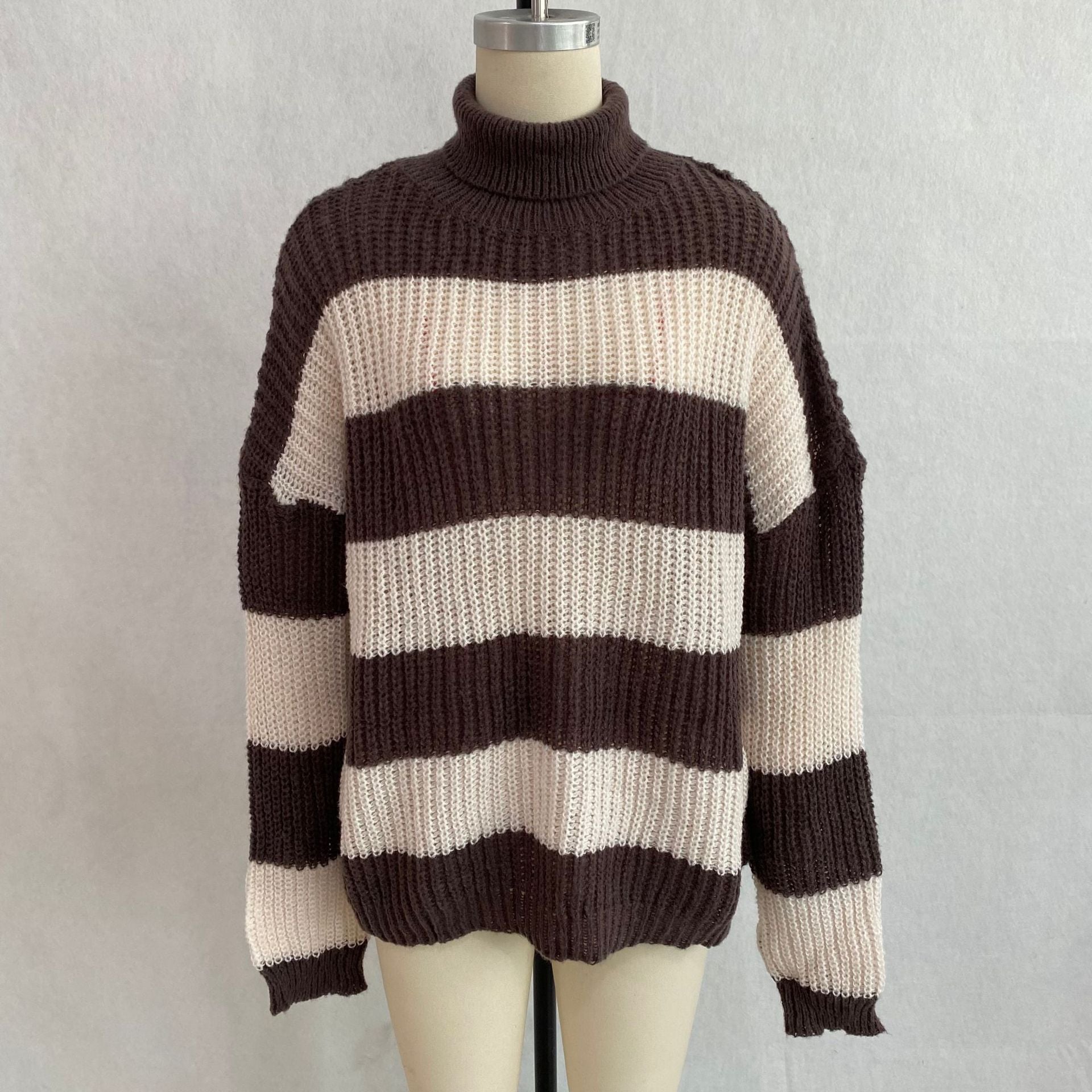 Boutique Oversized Wide Stripe Knit Sweater
