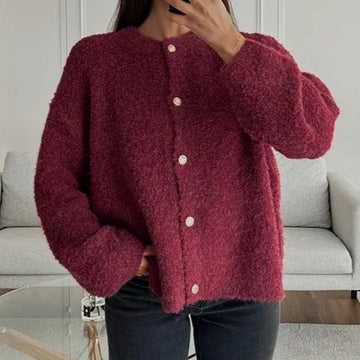 Loose Retro Button Knitted Long Sleeve Cardigan