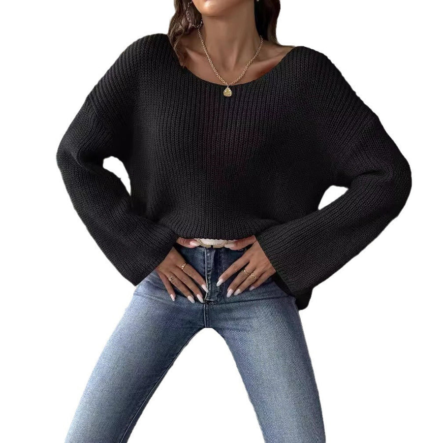 Loose Off-Shoulder Pullover Sweater for Women