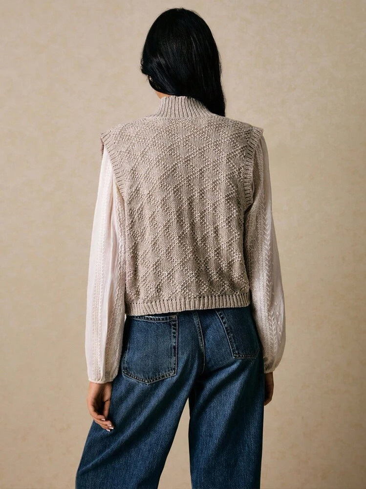 Boutique Textured Toggle Front Vest for Minimalist Layering