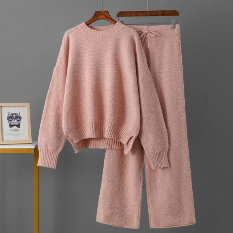 Knit Sweater & Wide Leg Pants Two-Piece Set