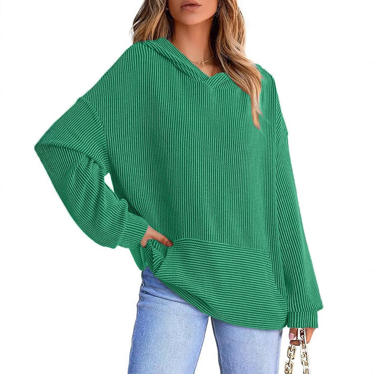 Loose Twisted Hooded Long Sleeve Sweatshirt