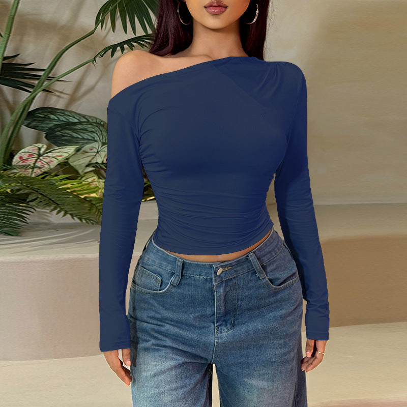 Off-Shoulder Slim Long Sleeve Top for Women