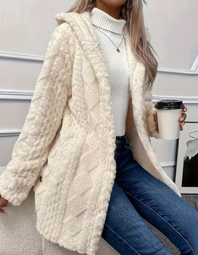 Elegant Textured Button Front Longline Jacket
