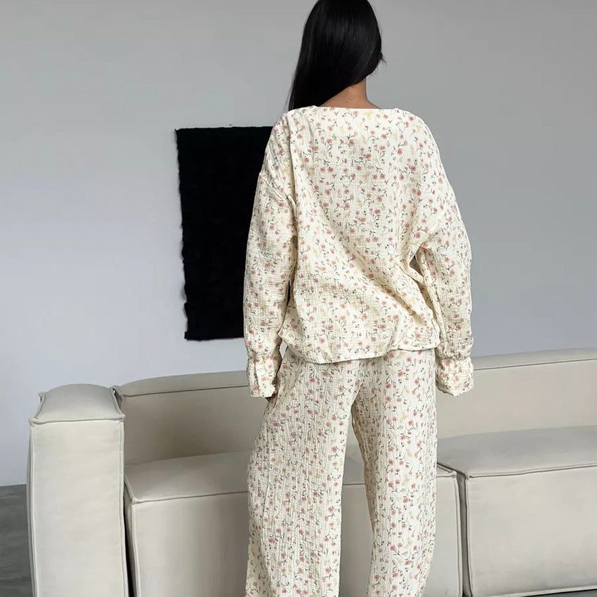 Boutique Floral Cotton Ruffle Pajama Set