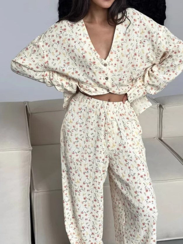 Boutique Floral Cotton Ruffle Pajama Set