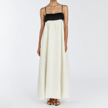 Black & White Contrast Spaghetti Strap Dress