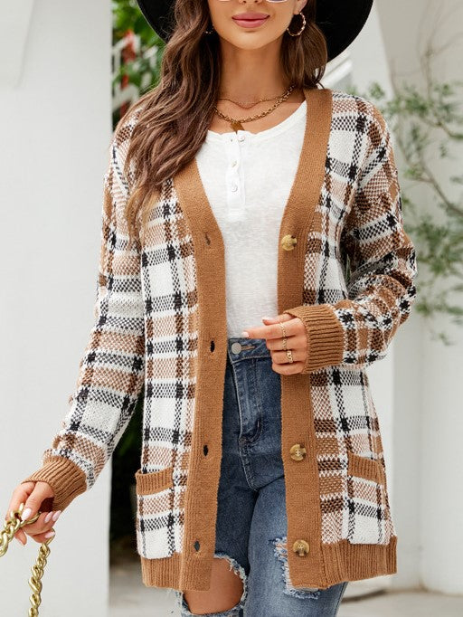 Boutique Patterned Knit Button Front Cardigan for Women