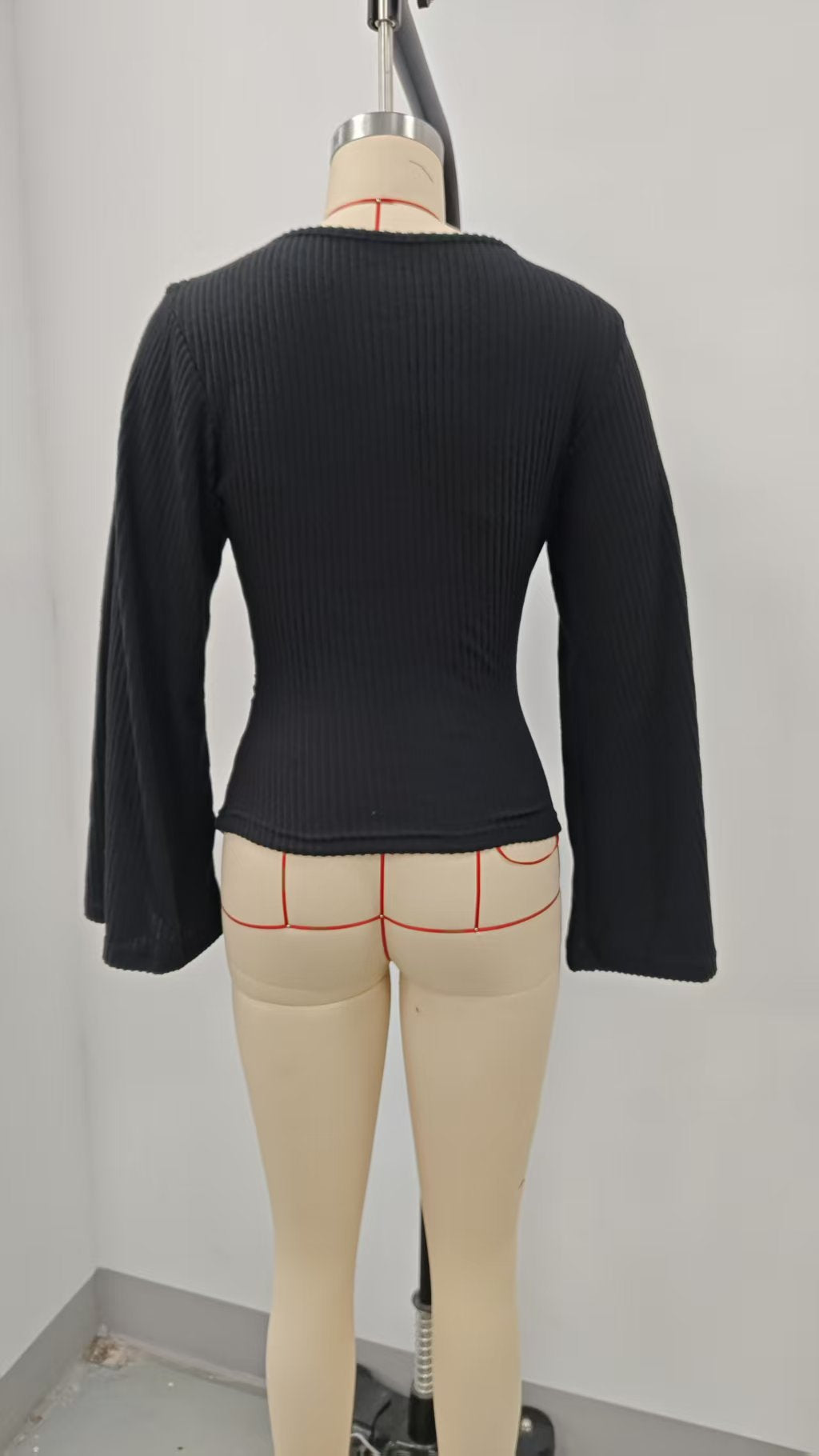 Boutique Boat Neck Bell Sleeve Knit Top