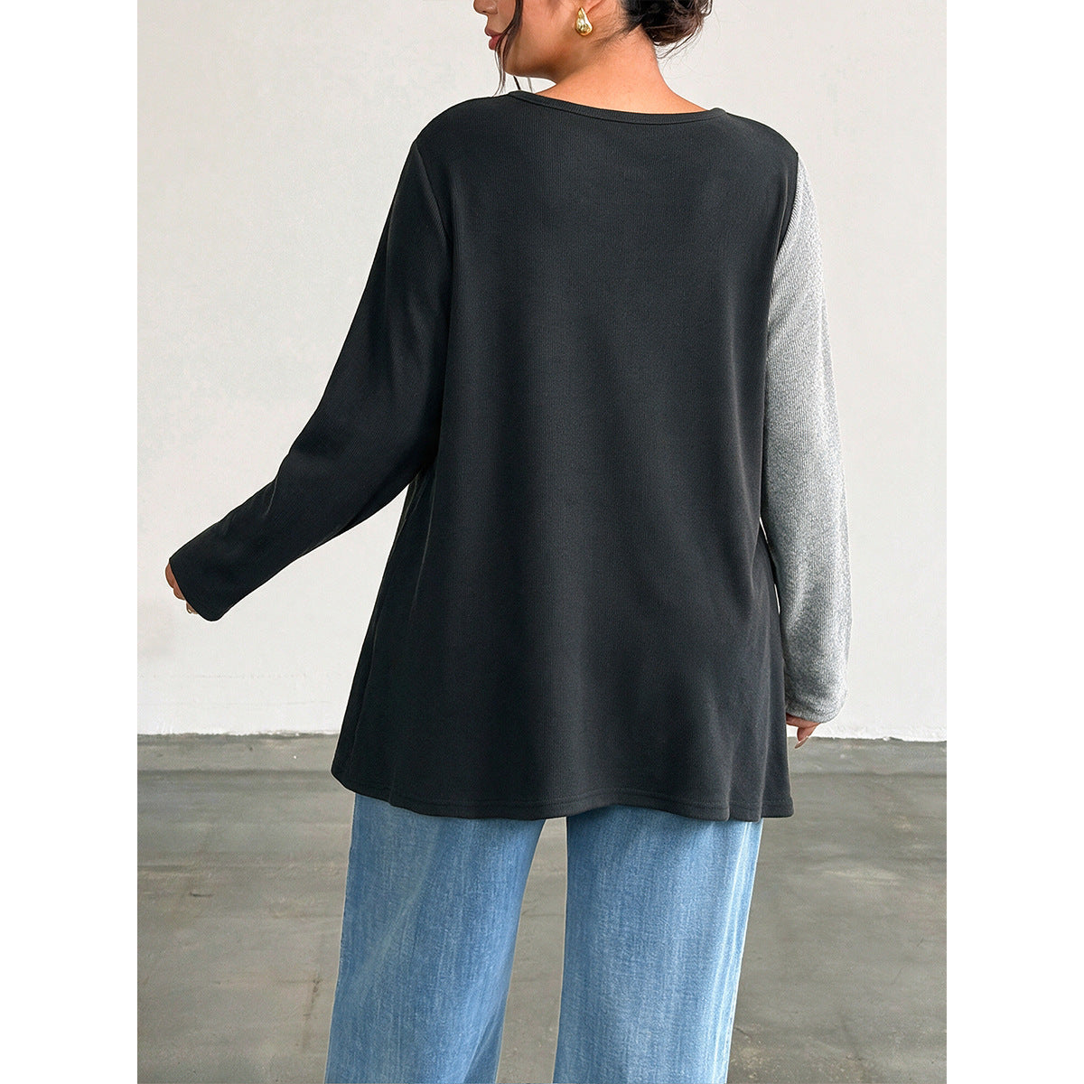 Elevated Plus Size Color Block Notch Neck Tunic