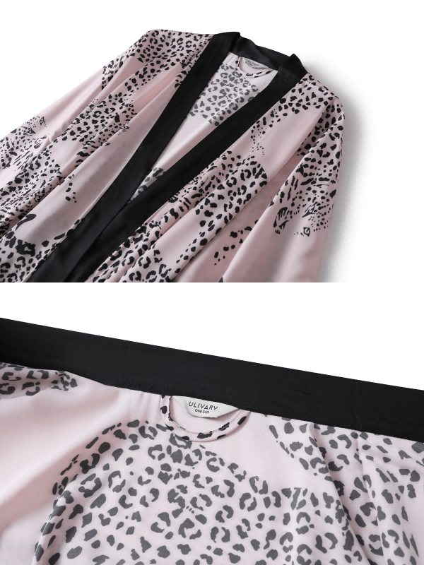 Pink Leopard Kimono Robe