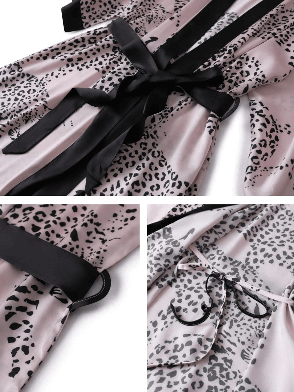 Pink Leopard Robe Leopard Print Dressing Gown | Pink Robe Kimono | Bridal Party Robes ...