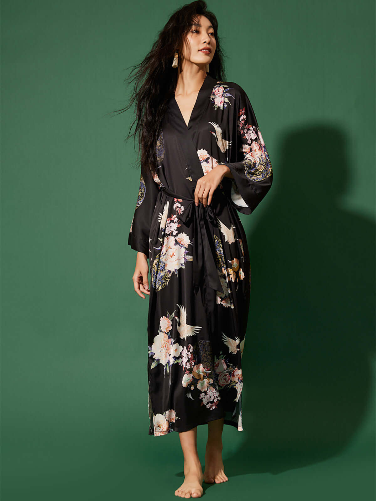 Garden Crane Kimono Robe