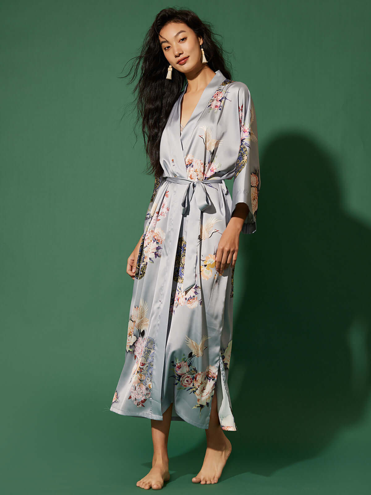Garden Crane Kimono Robe