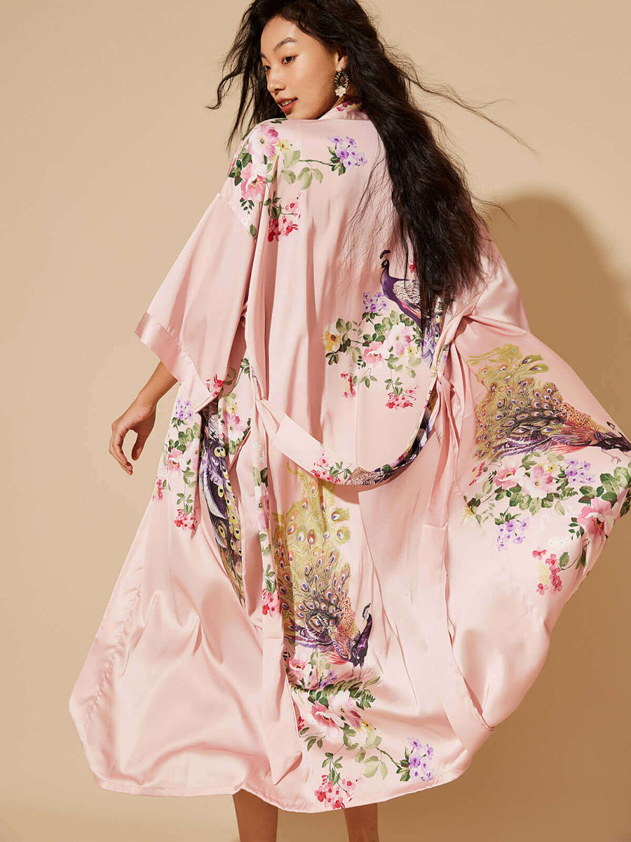 Radiant Relaxation Luxury Kimono Robe Silk Set 3-Pcs