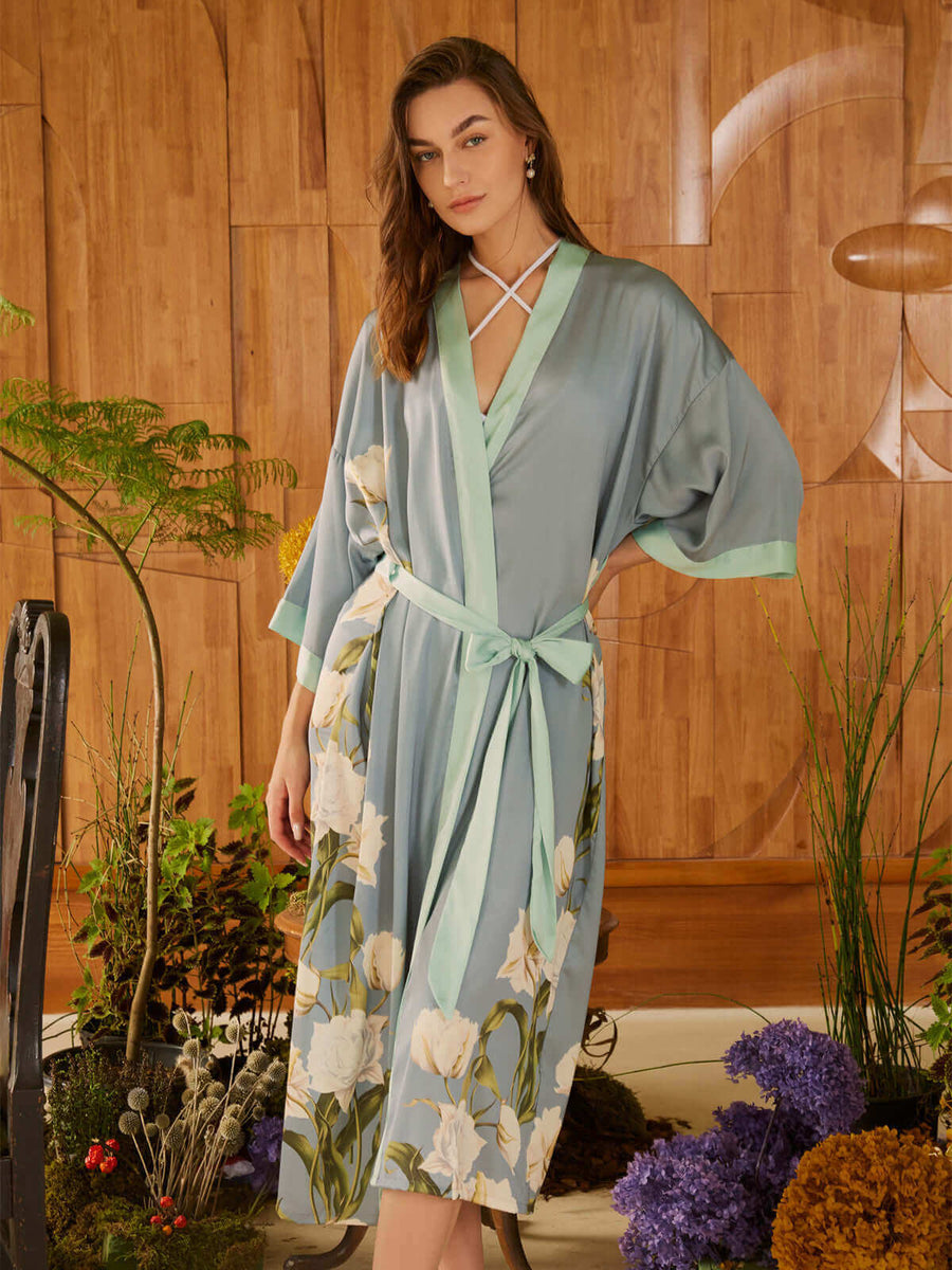 Peony RIce Style: GLORIA Hammered Silk Draped Sleeve Gown – Peony Rice