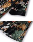 Short Kimono Robe Black Leopard