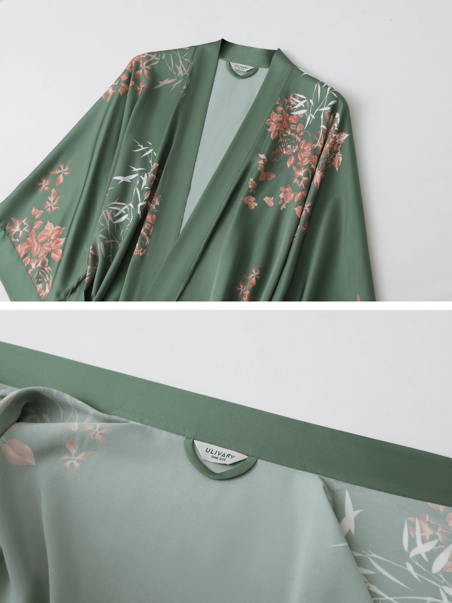 Short Kimono Robe Olive