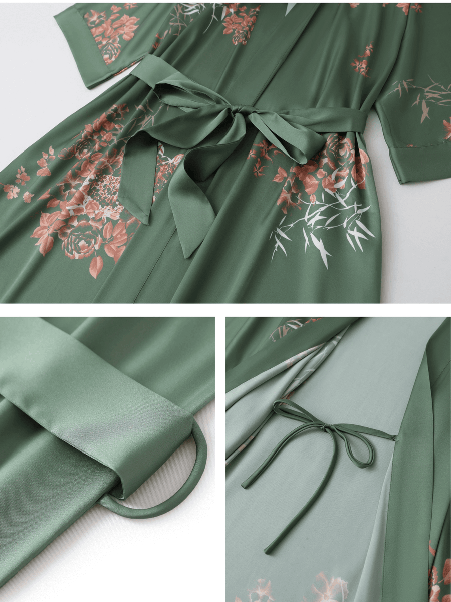 Short Kimono Robe Olive