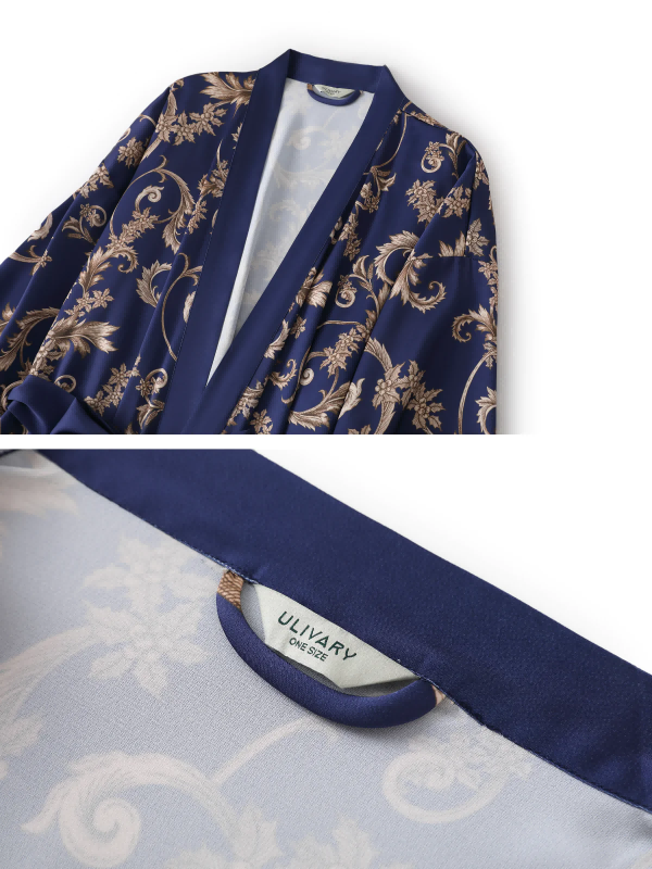 Tassels Blue Kimono Robe