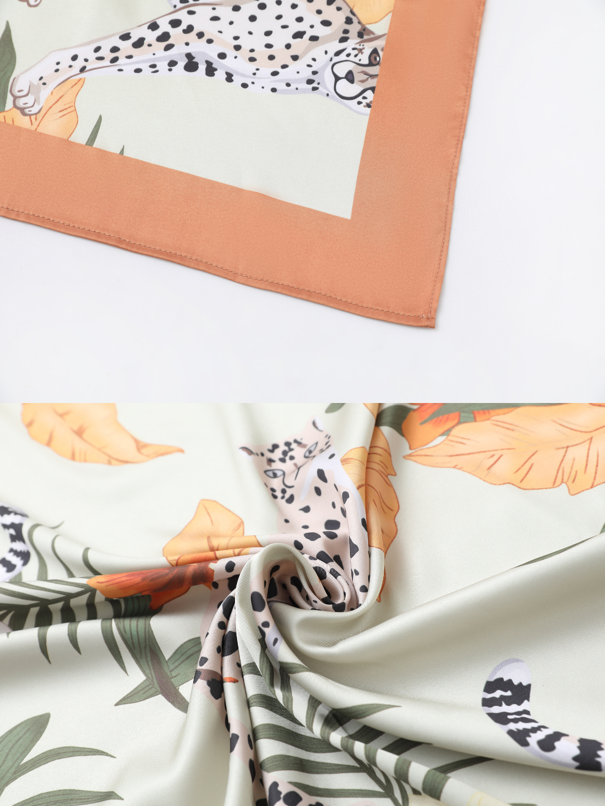 Orange Leopard Short Kimono Robe