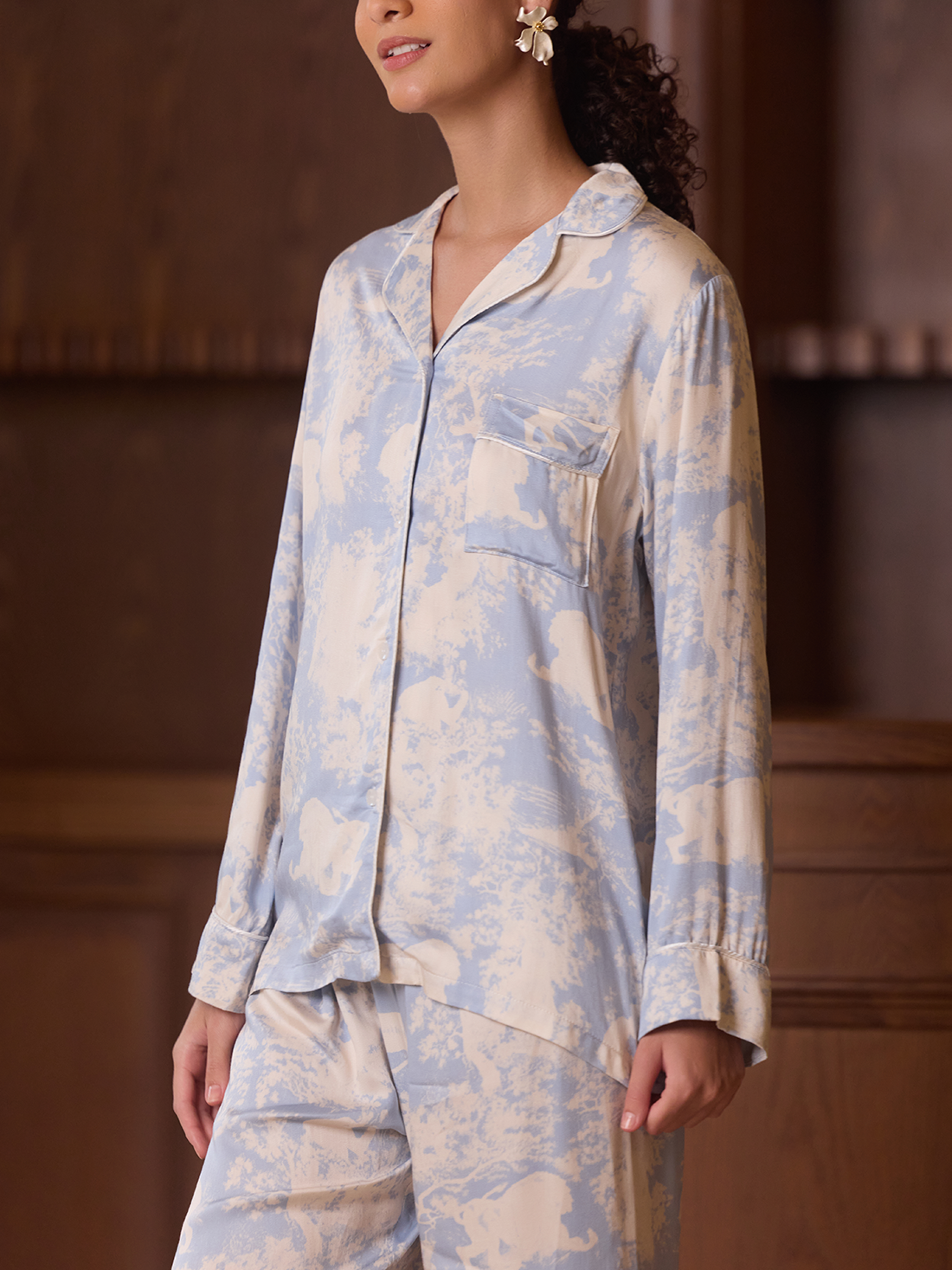 Blue Sky Print Pajama Set
