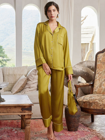 Luxury Lapel Pajama Set 3Pcs