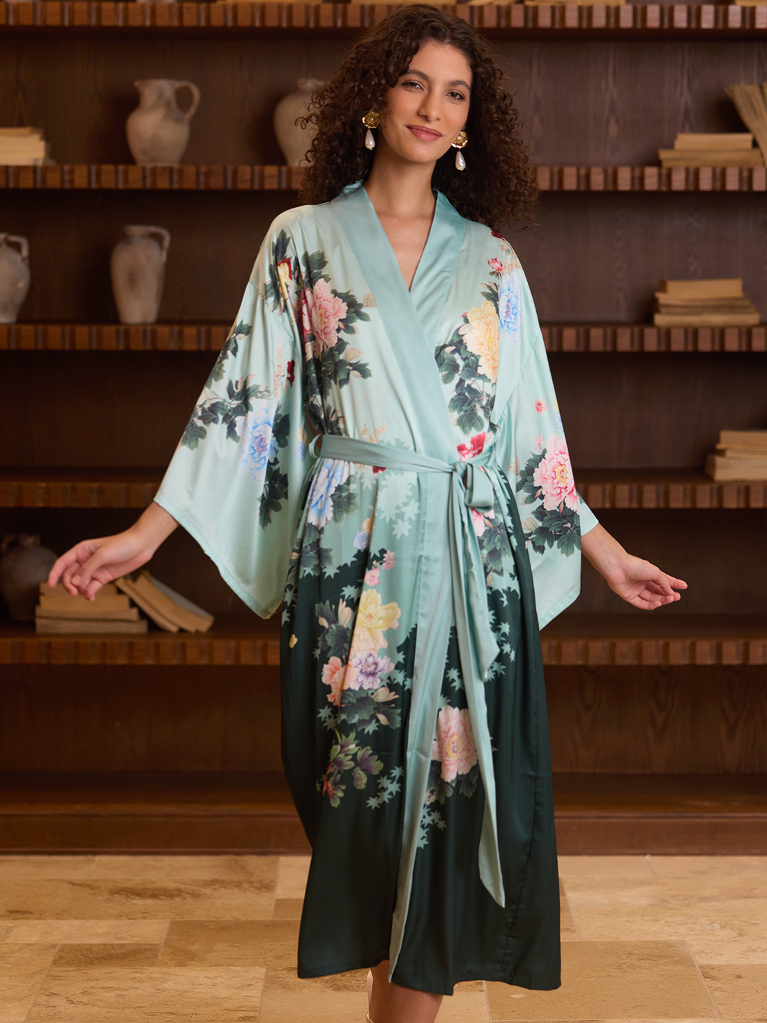 Gradient Bloom Kimono Robe