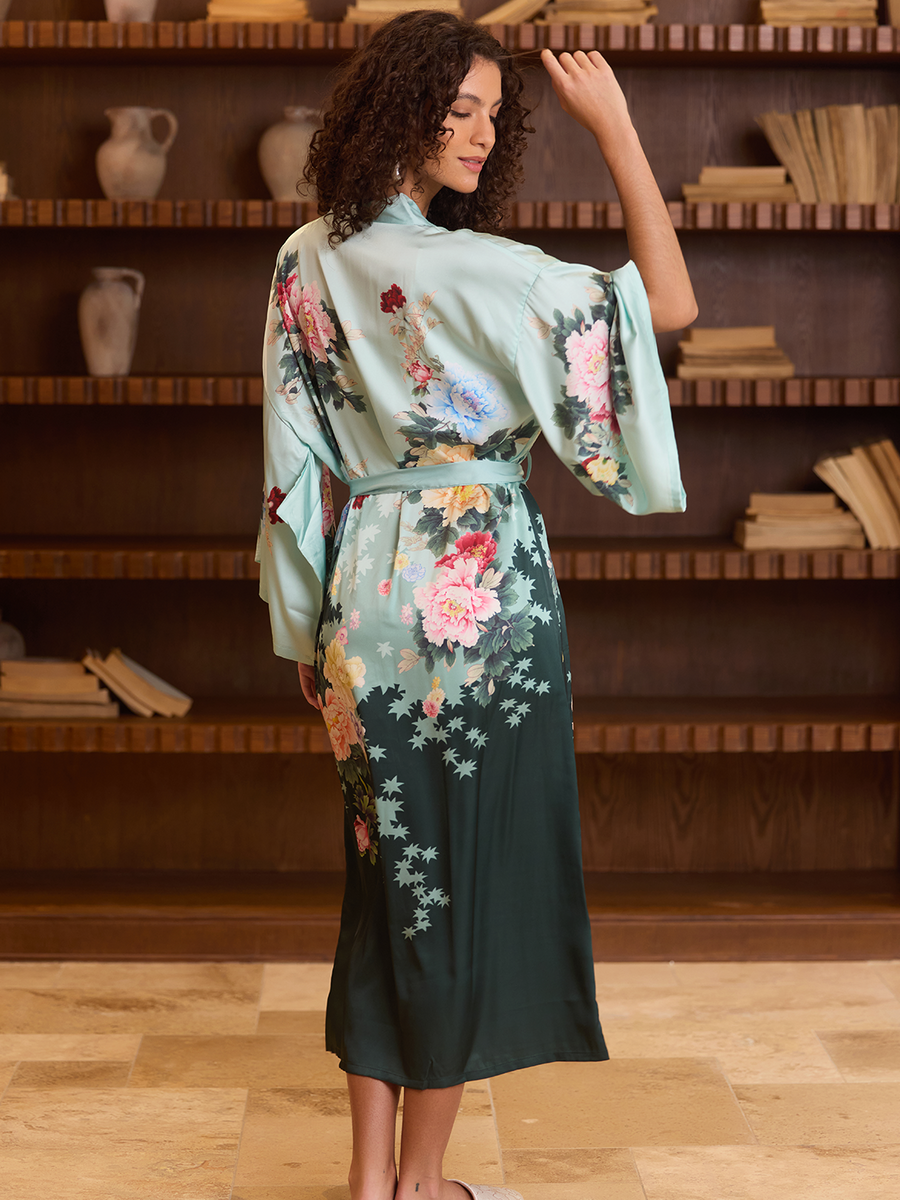 Gradient Bloom Kimono Robe