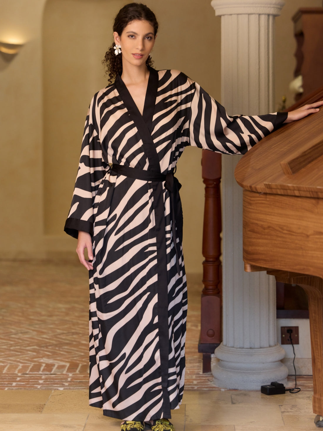 Zebra Stripe Kimono Robe