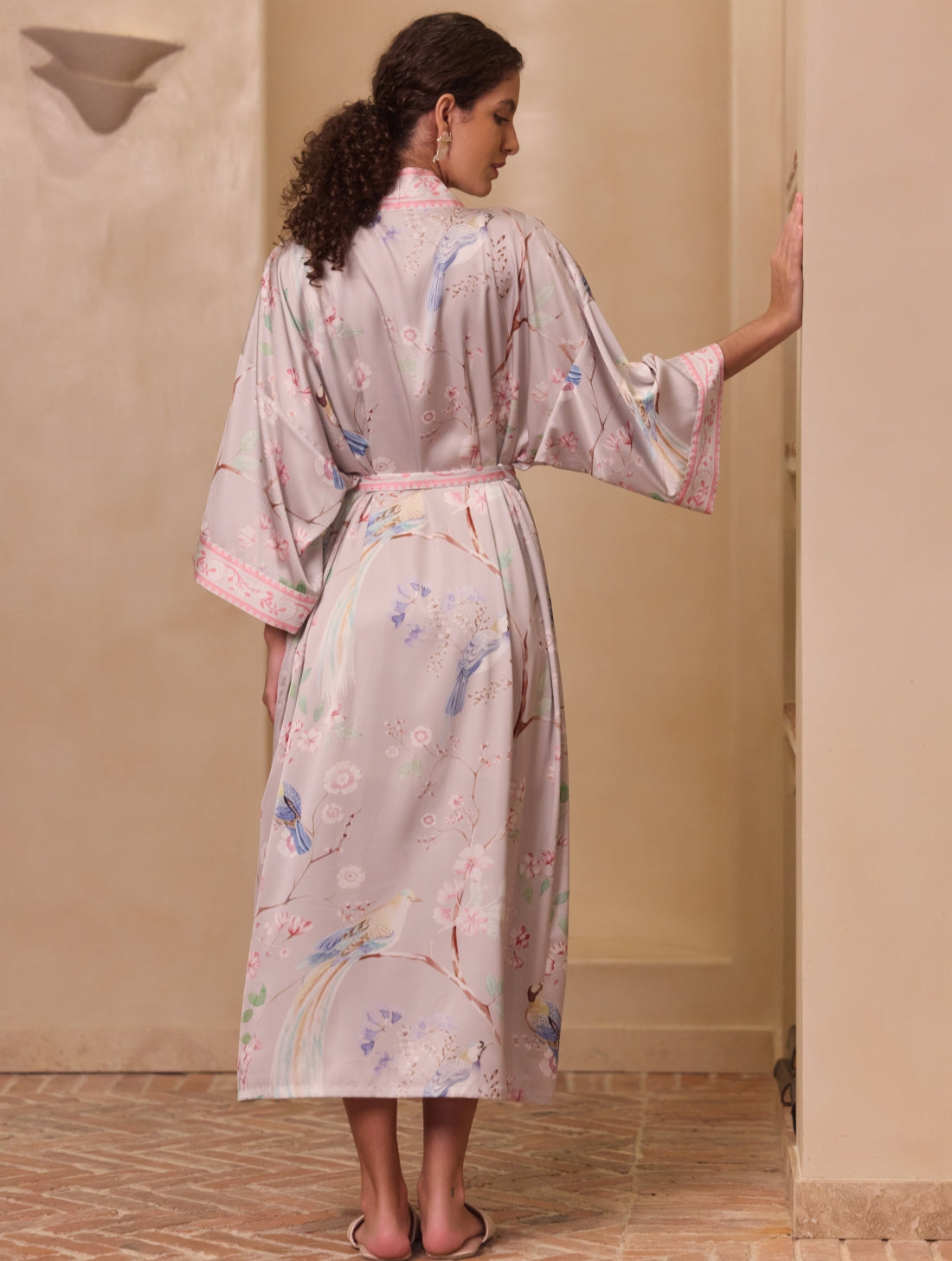 Purple Magpie & Plum Blossom Kimono Robe